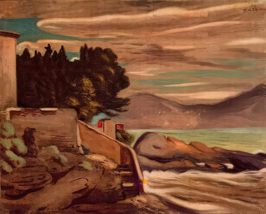 Giorgio de Chirico's Trovatore: Decoding the Metaphysical Master's Enigmatic Vision - LANDSCAPE NEAR GENOVA by Giorgio de Chirico