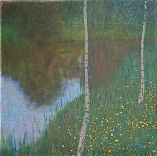 Gustav Klimt 1902: The Pivotal Year That Transformed Modern Art - LAKESIDE WITH BIRCH TREES 1901 by Gustav Klimt
