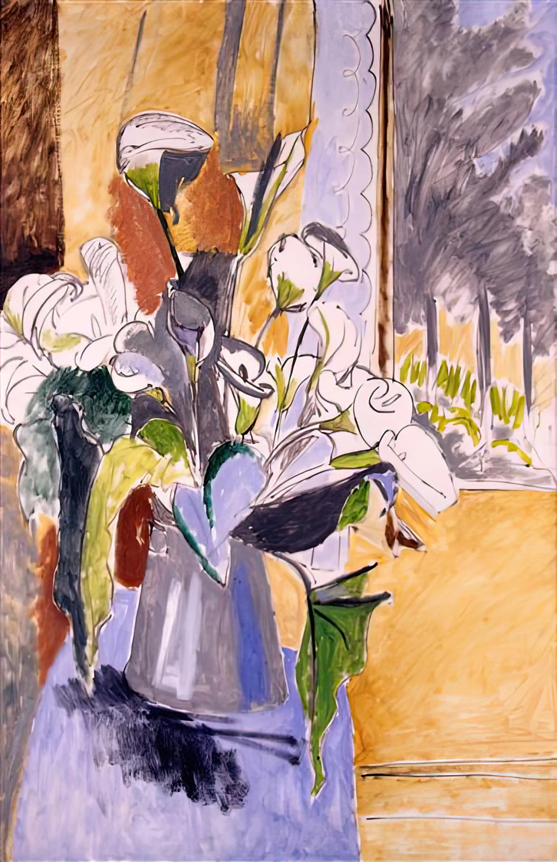 Henri Matisse Drawings for Sale: A Collector's Guide to Authenticity and Value - BOUQUET OF FLOWERS ON A VERANDA 1912 by Henri Matisse