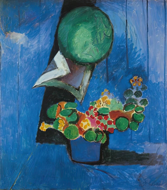 Henri Matisse Lino Prints: The Master's Late-Career Revolution in Color and Form - FLOWERS AND CERAMIC PLATE 1913 by Henri Matisse