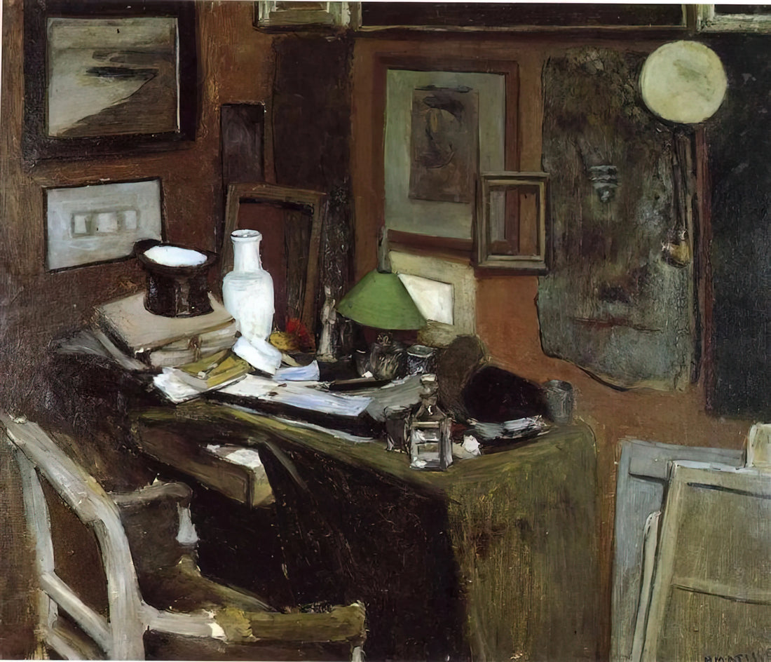 Henri Matisse Tapestry: The Master's Woven Color and Form - INTERIOR WITH A TOP HAT 1896 by Henri Matisse