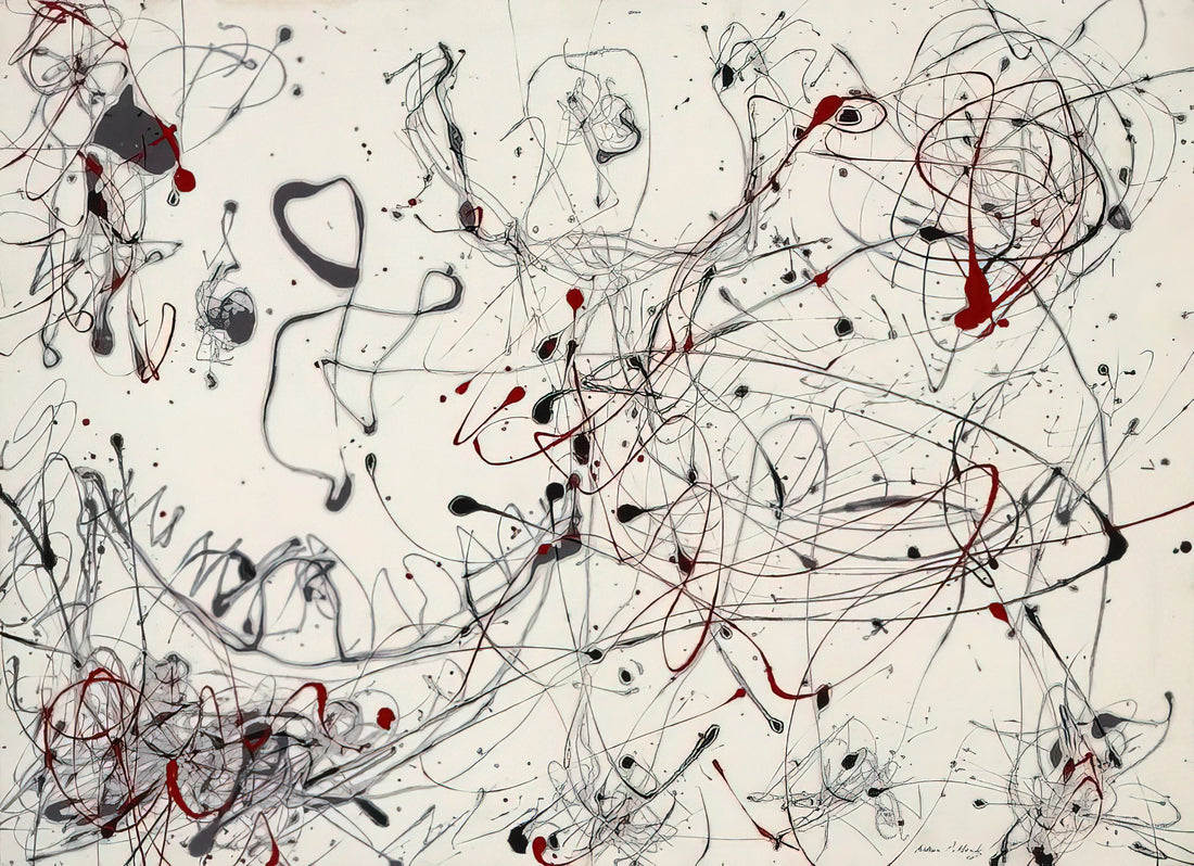 Jackson Pollock Blue Poles Print: A Collector's Guide to the Abstract Expressionist Masterpiece - NUMBER 4 GRAY AND RED 1948 by Jackson Pollock