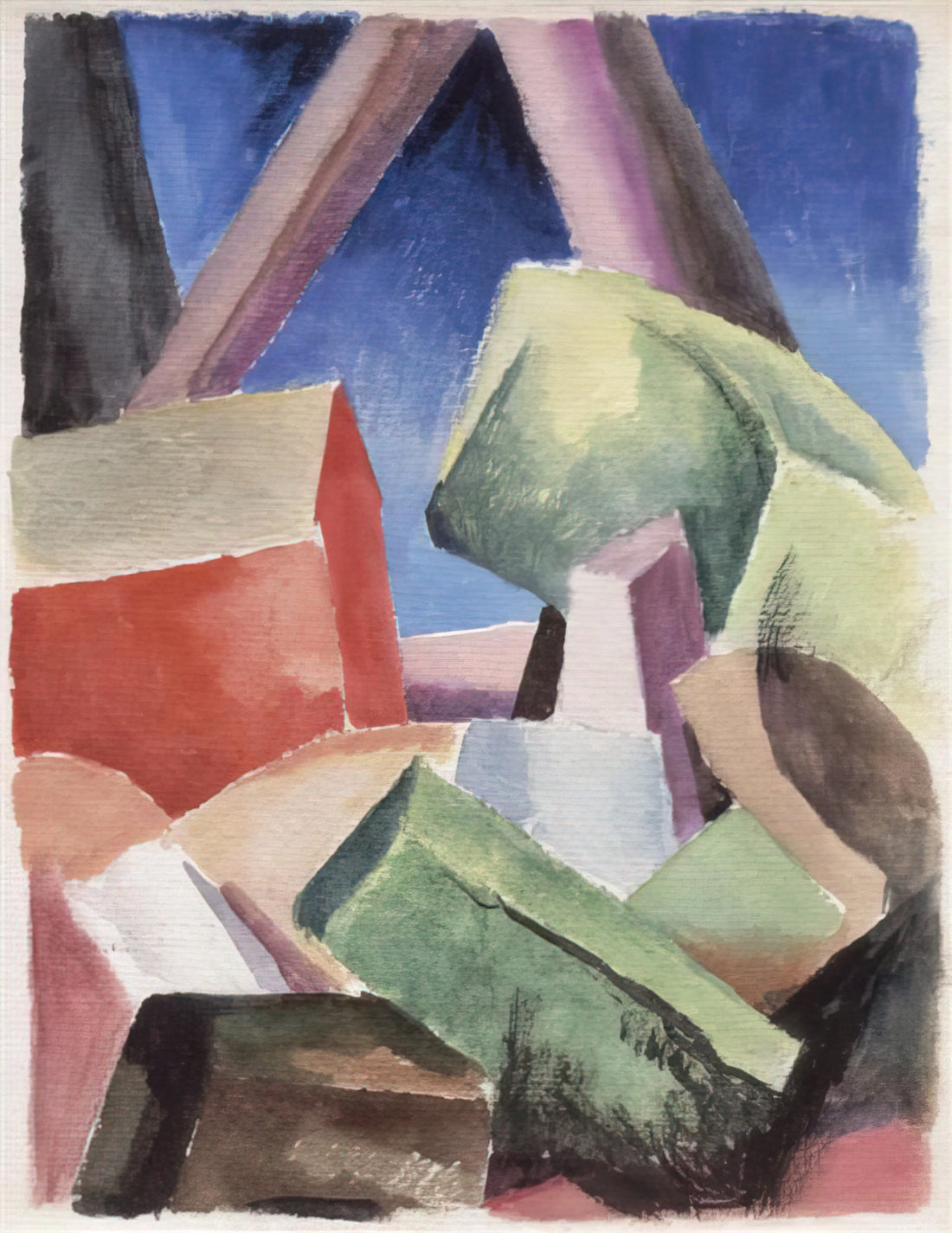 Jackson Pollock and Thomas Hart Benton: The Maverick and His Mentor - HOUSE IN CUBIST LANDSCAPE 1920 by Thomas Hart Benton