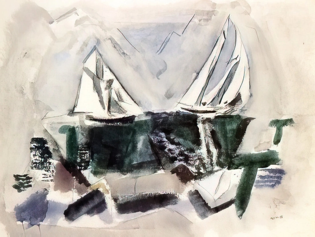 John Marin Reproductions: Capturing the Dynamic Spirit of American Modernism - Schooner Yachts, Deer Isle, Maine - 1928 by John Marin