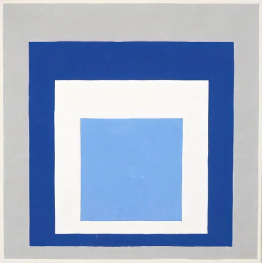 Josef Albers: Never Before Seen Insights into the Master of Color Theory - HOMAGE TO THE SQUARE BLUE WHITE GREY 1951 by Josef Albers