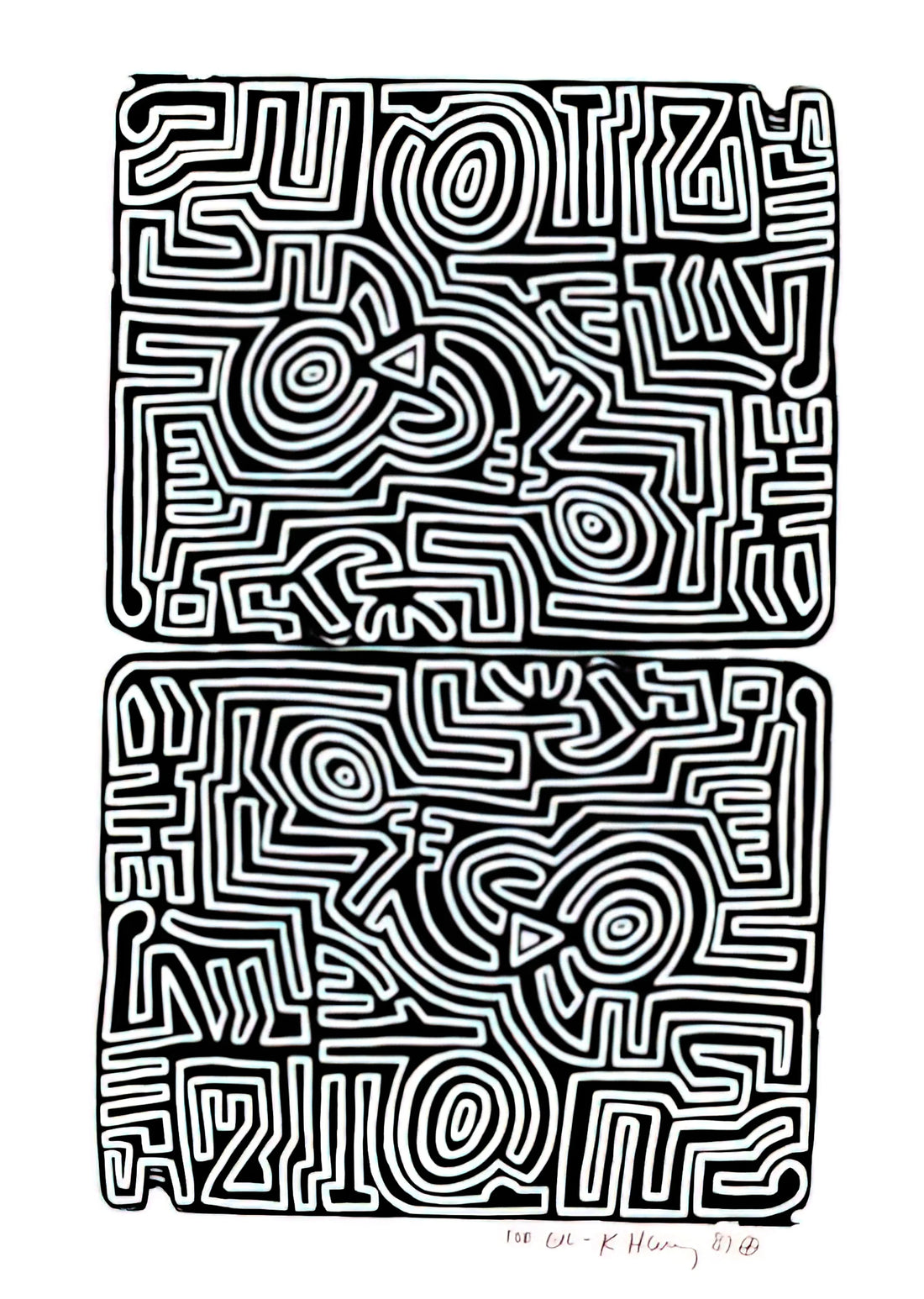 Keith Haring Dog Print: A Symbol of Joy, Activism, and Artistic Legacy - LABYRINTH 1989 by Keith Haring