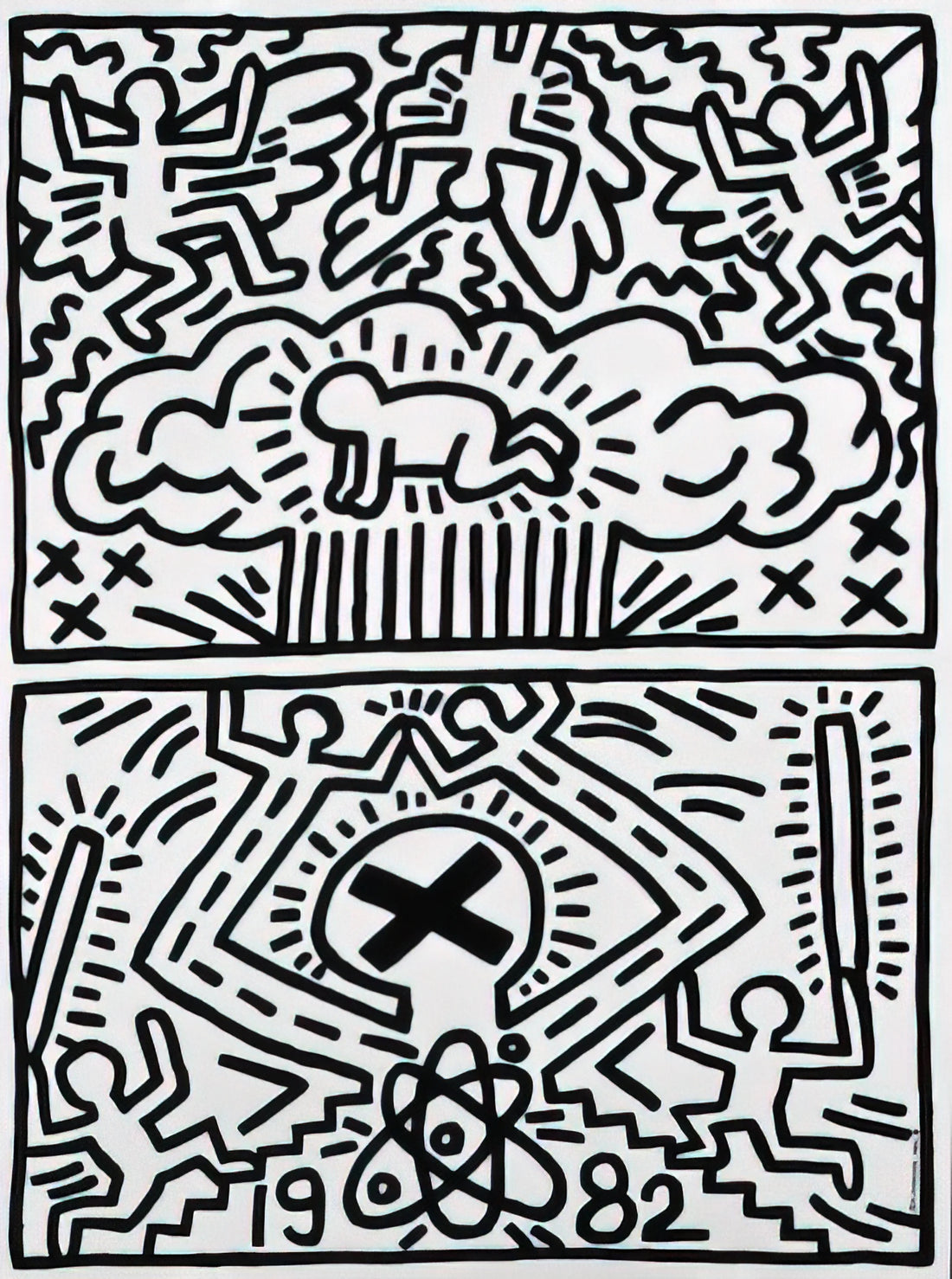 Keith Haring Prints on Etsy: A Collector's Guide to Authenticity, Value, and Style - ANTI NUCLEAR RALLY 1982 by Keith Haring