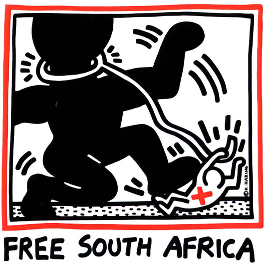 Keith Haring's Untitled (Dance) 1987: A Vibrant Testament to Joy and Social Connection - FREE SOUTH AFRICA 1985 by Keith Haring