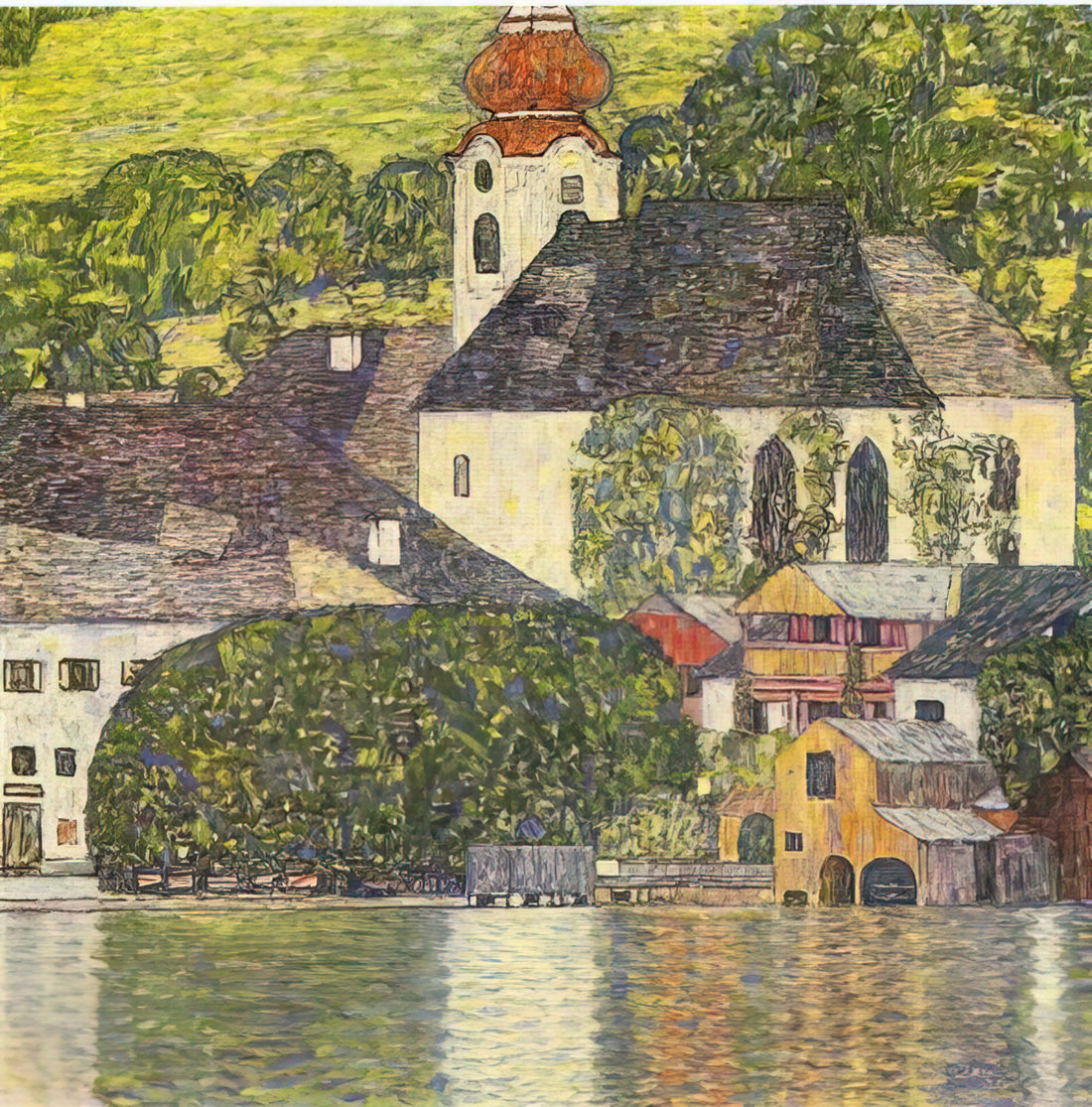 Klimt Peles: The Enigmatic Landscape Masterpiece and Its Artistic Legacy - CHRUCH IN UNTERACH ON THE ATTERSEE by Gustav Klimt
