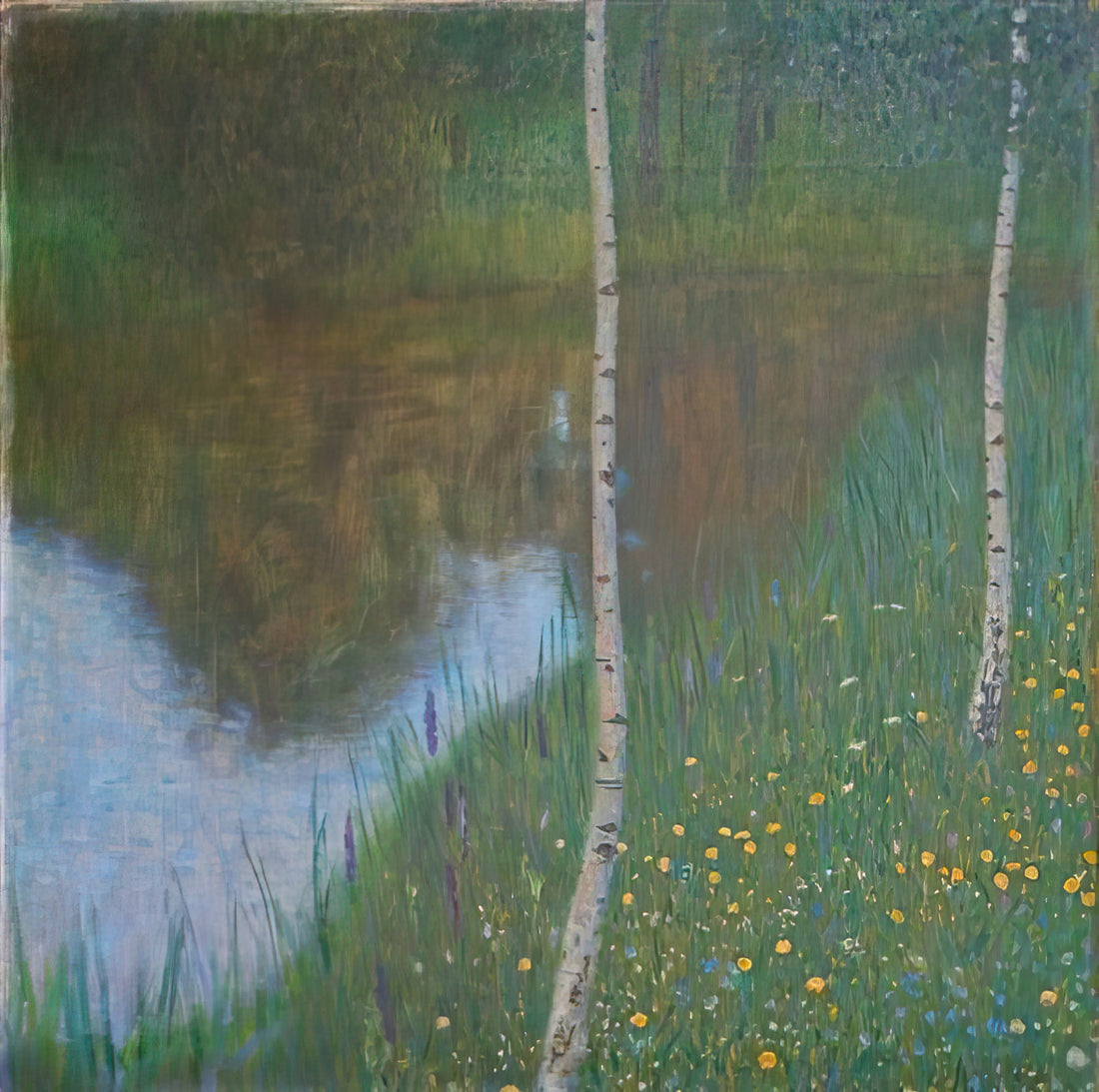 Large Klimt Canvas: The Ultimate Guide to Owning Gustav Klimt's Masterpieces as Museum-Quality Prints - LAKESIDE WITH BIRCH TREES 1901 by Gustav Klimt