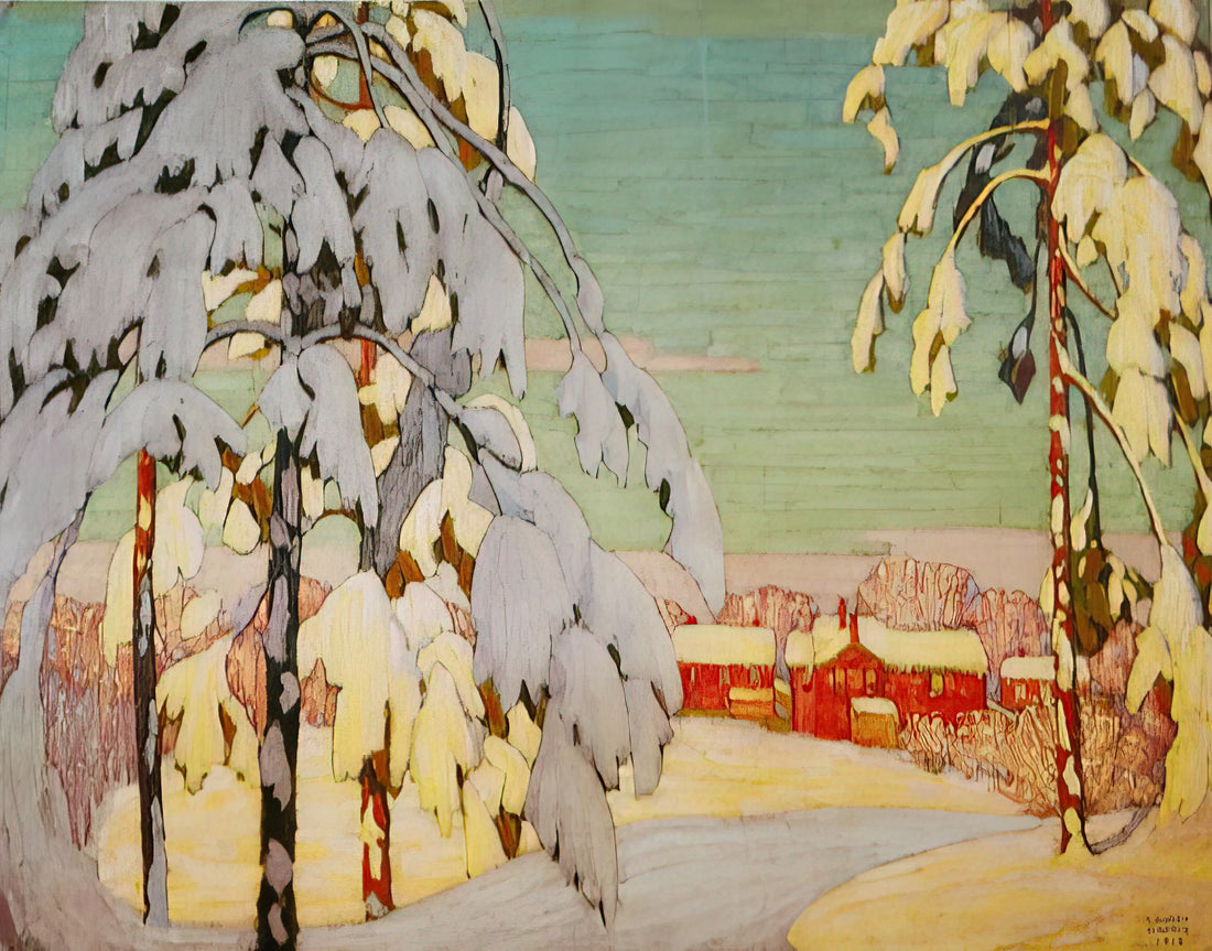 Lawren Harris Numbered Prints: A Collector's Guide to Authenticity and Value - Winter Landscape with Pink House - 1918 by Lawren Harris