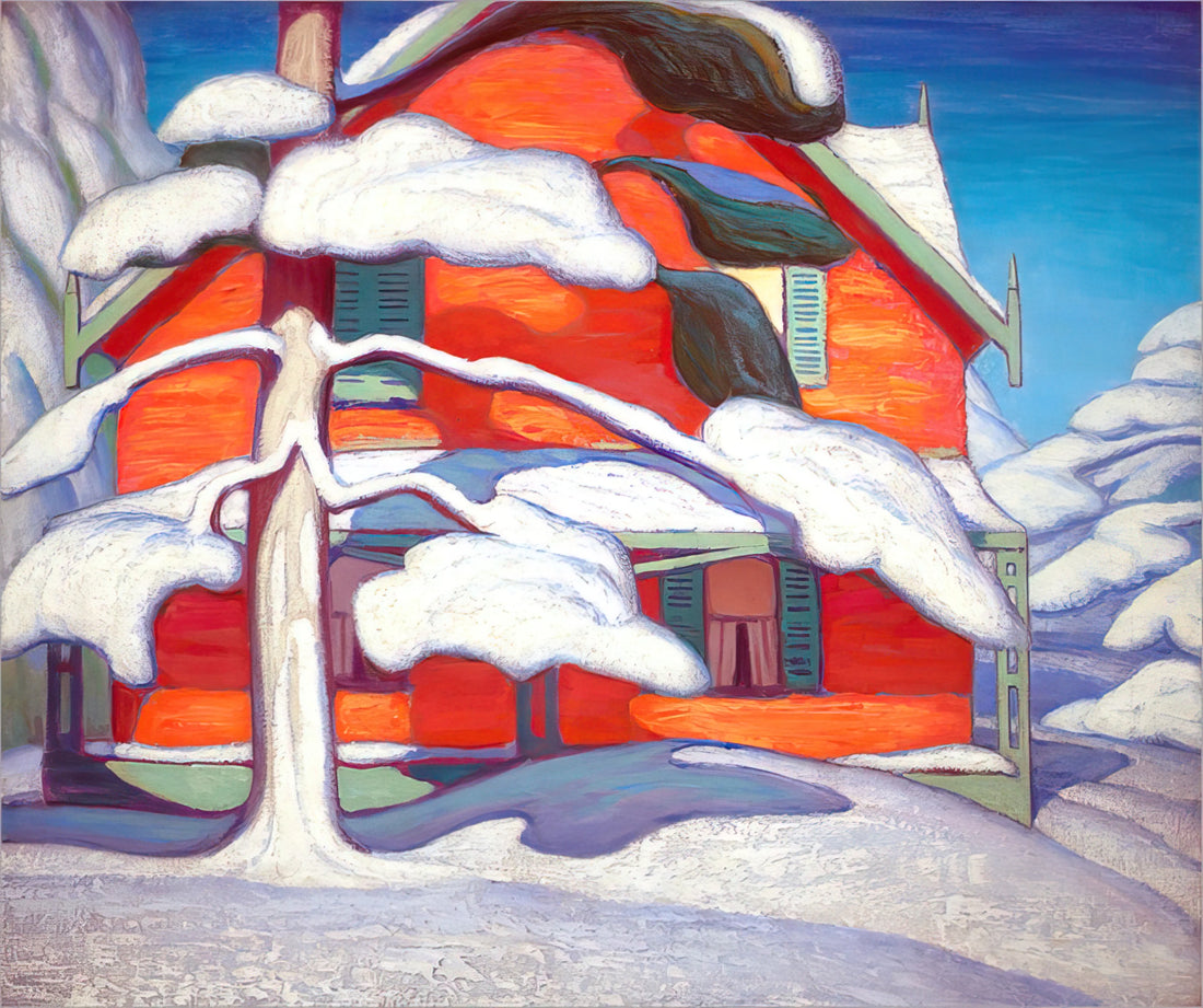 Lawren Harris: The Visionary Painter Who Defined Canadian Modernism - Pine Tree and Red House, Winter City - 1924 by Lawren Harris