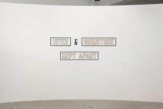 Lawrence Weiner at MoMA: A Seminal Force in Conceptual Art - Niter  Brimstone Kept Apart - 1993 by Lawrence Weiner