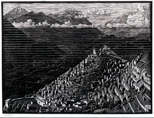 M.C. Escher Art Work: The Mind-Bending World of Mathematical Mastery - MORANO CALABRIA by MC Escher