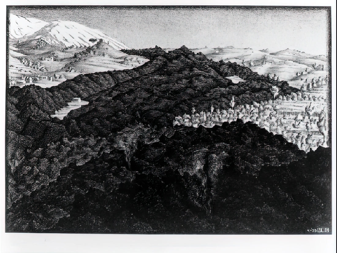 M.C. Escher Framed: A Collector's Guide to Displaying Impossible Worlds - LAVA FLOW FROM ETNA by MC Escher