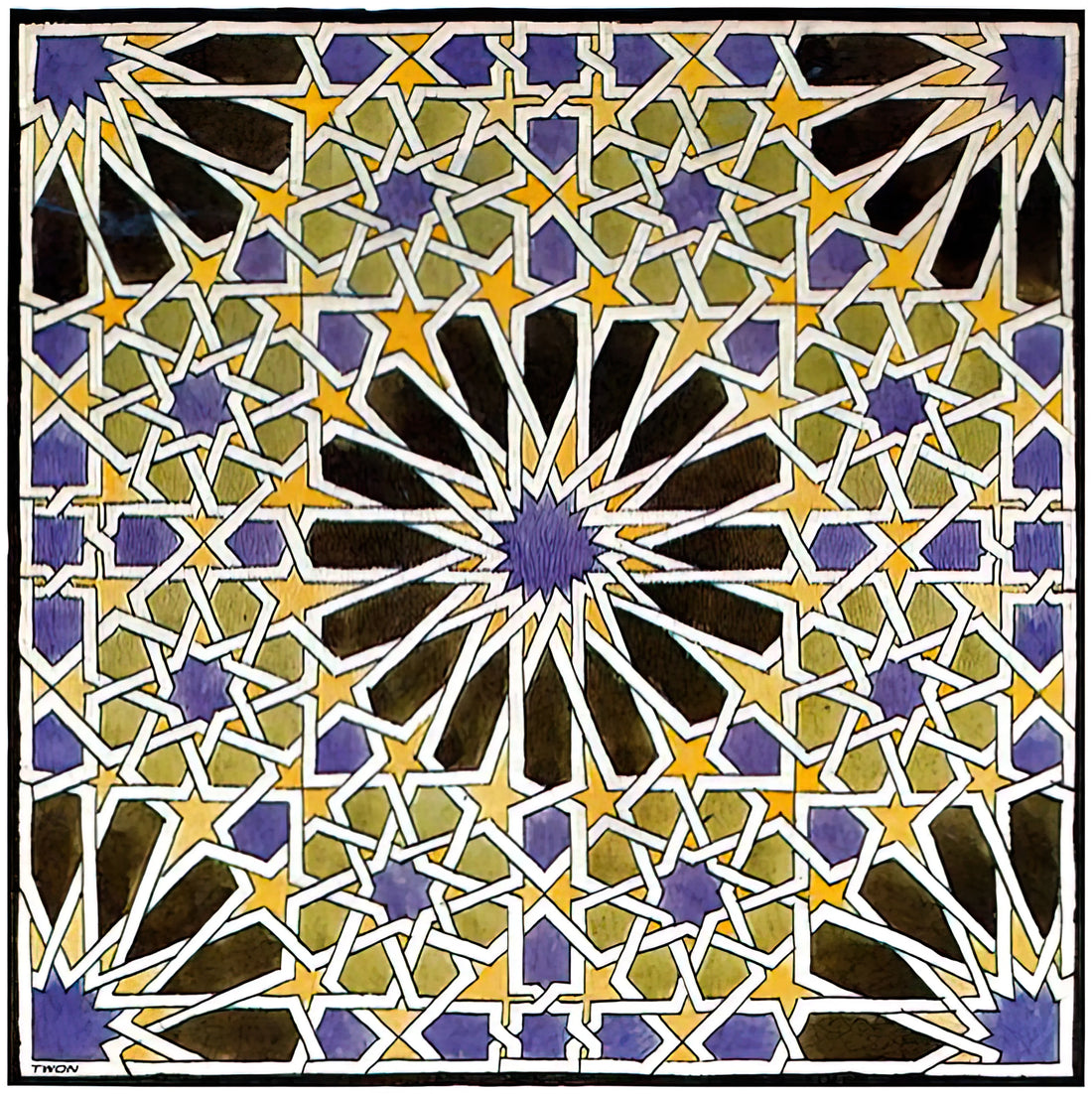 MC Escher Stars: The Celestial Geometry of a Visionary Printmaker - MURAL MOSAIC IN THE ALHAMBRA by MC Escher