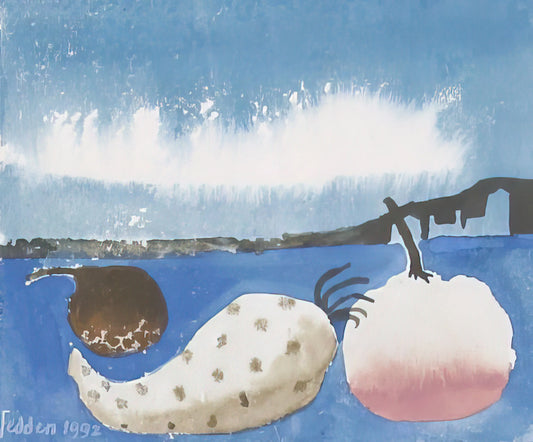 Mary Fedden Artwork: A Journey Through Her Distinctive Visual Language - Fruit by the shore - 1992 by Mary Fedden