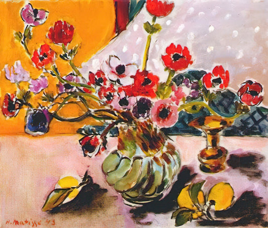 Matisse the Painter and His Model: A Study in Artistic Dialogue and Modernist Innovation - ANEMONES AND CHINESE VASE 1943 by Henri Matisse