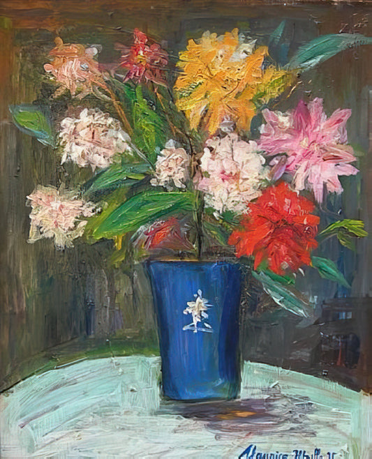 Maurice Utrillo Art: The Poetic Chronicles of Montmartre's Streets - VASE WITH FLOWERS 1 by Maurice Utrillo