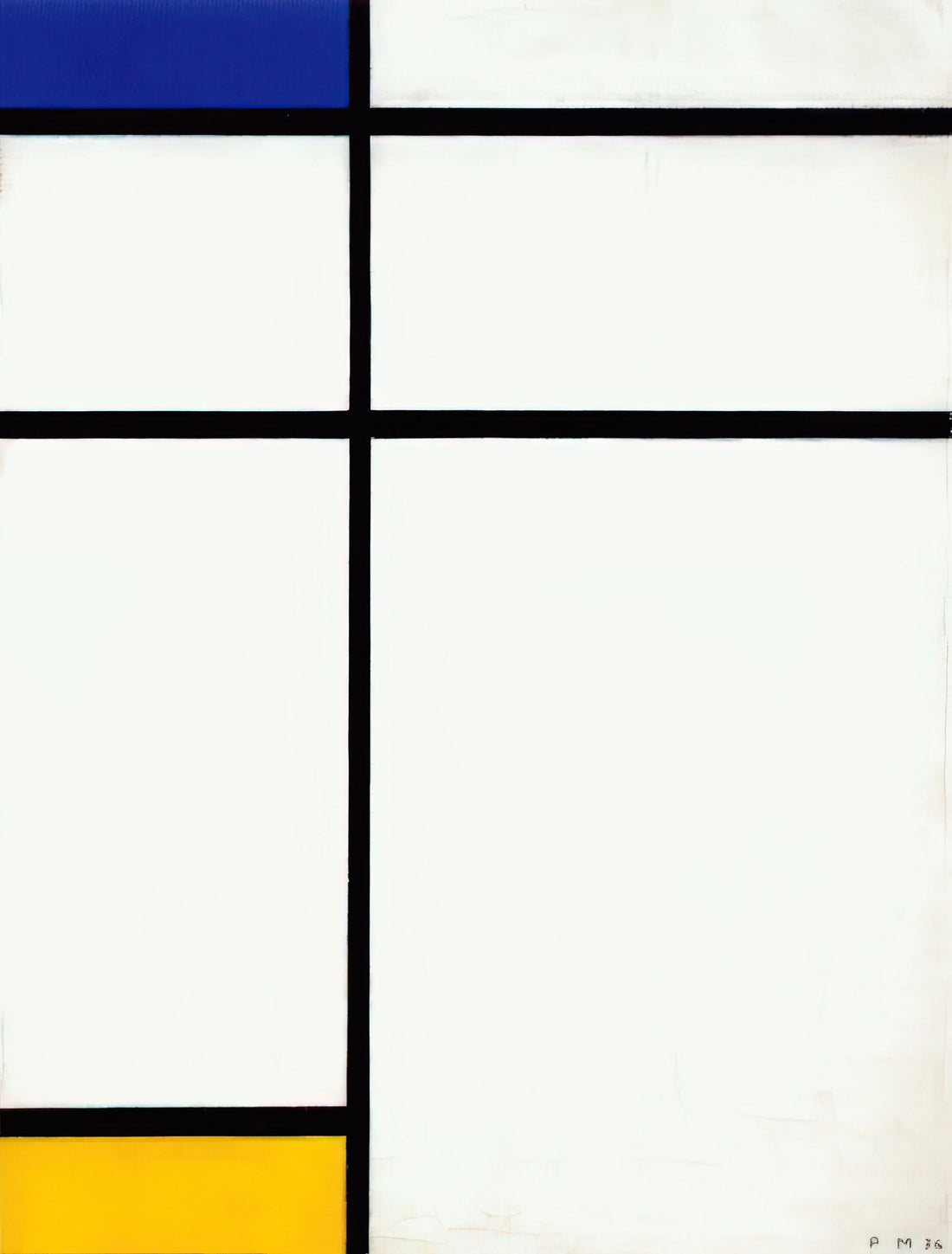 Mondrian Art Prints: From De Stijl to Modern Decor - Composition III with Blue, Yellow and White by Piet Mondrian