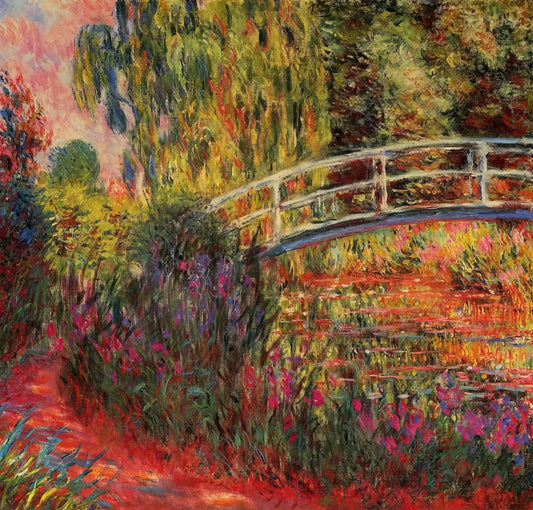 Monet Prints Framed: A Curator's Guide to Displaying Impressionist Masterpieces - The Japanese Bridge The Water-Lily Pond, Water Irises by claude monet