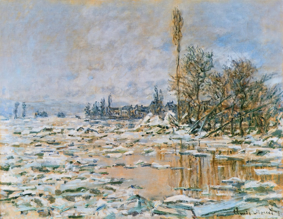 Monet Reproductions for Sale: Curating Museum-Quality Prints for Your Collection - Breakup of Ice, Lavacourt, Grey Weather by claude monet