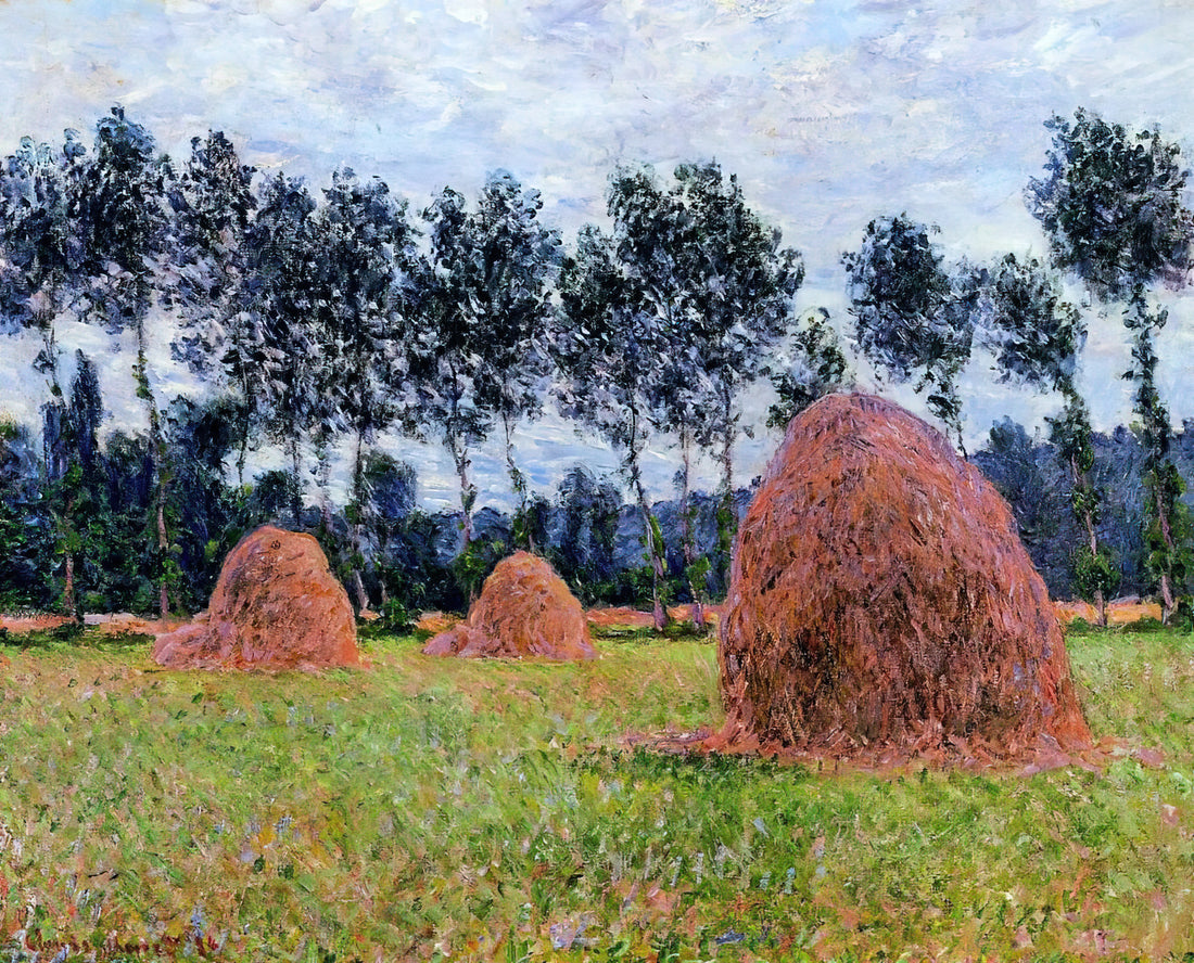 Monet Water Lilies Canvas: The Definitive Guide to Impressionism's Most Iconic Series - Haystacks, Overcast Day by claude monet