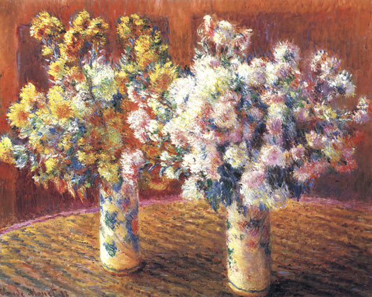 Monet Works: A Curator's Guide to the Master of Impressionism - Two Vases with Chrysanthems by claude monet
