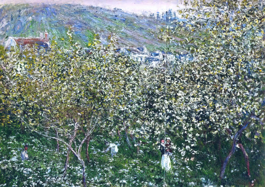 Monet's The Beach at Sainte-Adresse: A Pivotal Masterpiece of Early Impressionism - Vetheuil, Flowering Plum Trees by claude monet