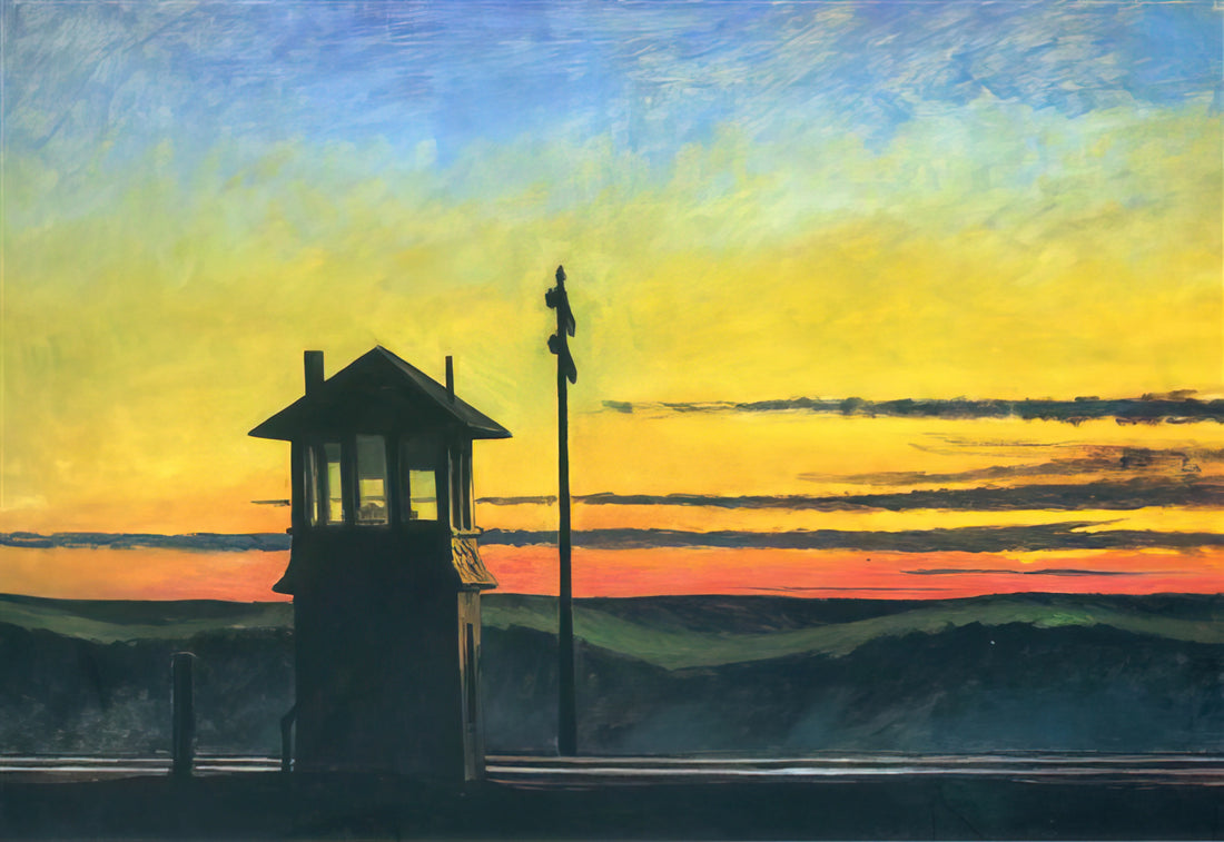 Nighthawks Painting with Marilyn Monroe: A Curator's Guide to Hopper's Icon and Pop Culture Reinterpretations - Railroad Sunset by Edward Hopper