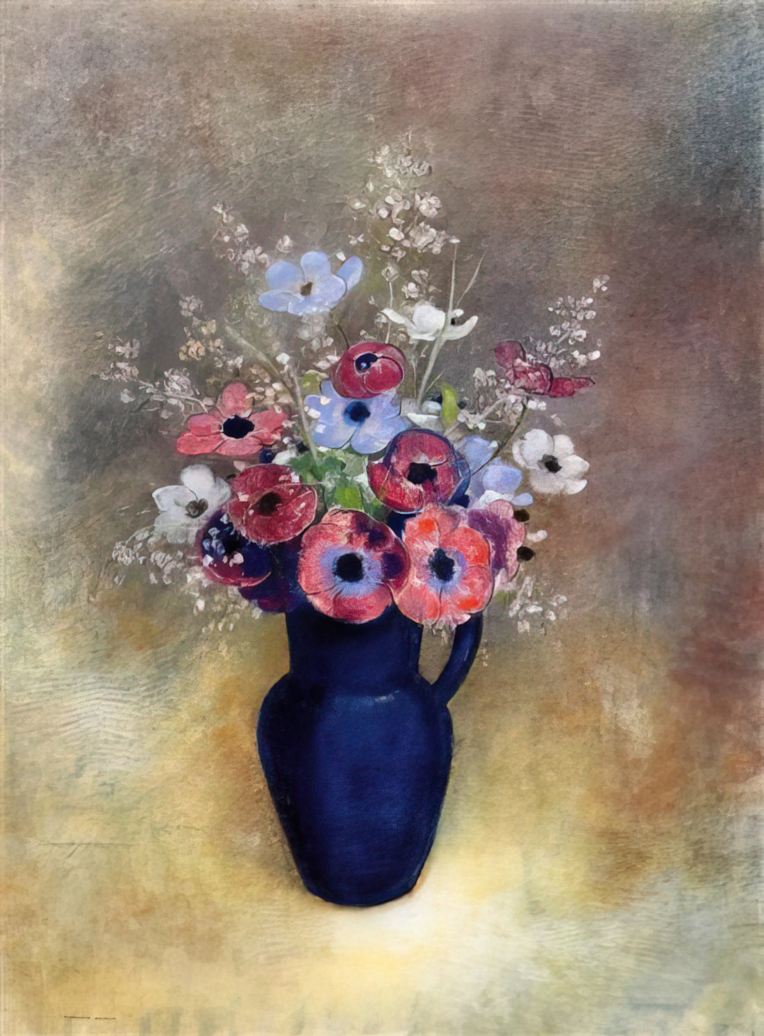 Odilon Redon Angel: Exploring the Symbolist Master's Ethereal Vision - ANEMONES IN A JUG by Odilon Redon
