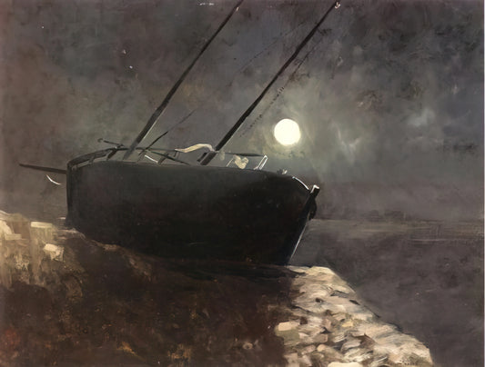 Odilon Redon Prints: Exploring the Symbolist Master's Dreamlike World - BOAT IN THE MOONLIGHT by Odilon Redon