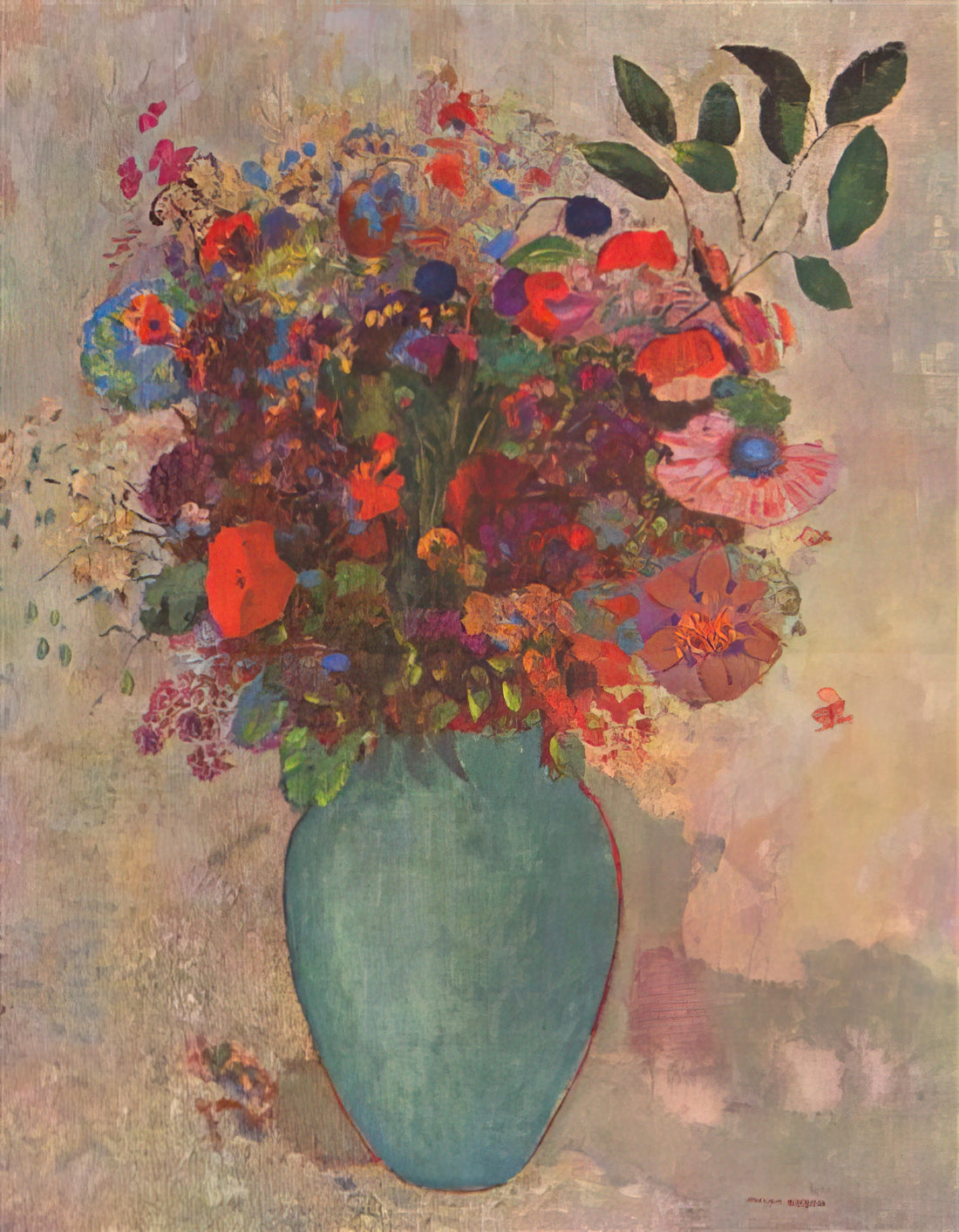 Odilon Redon's Nasturtiums: A Symbolist Masterpiece of Botanical Mystery - THE TURQUOISE VASE by Odilon Redon