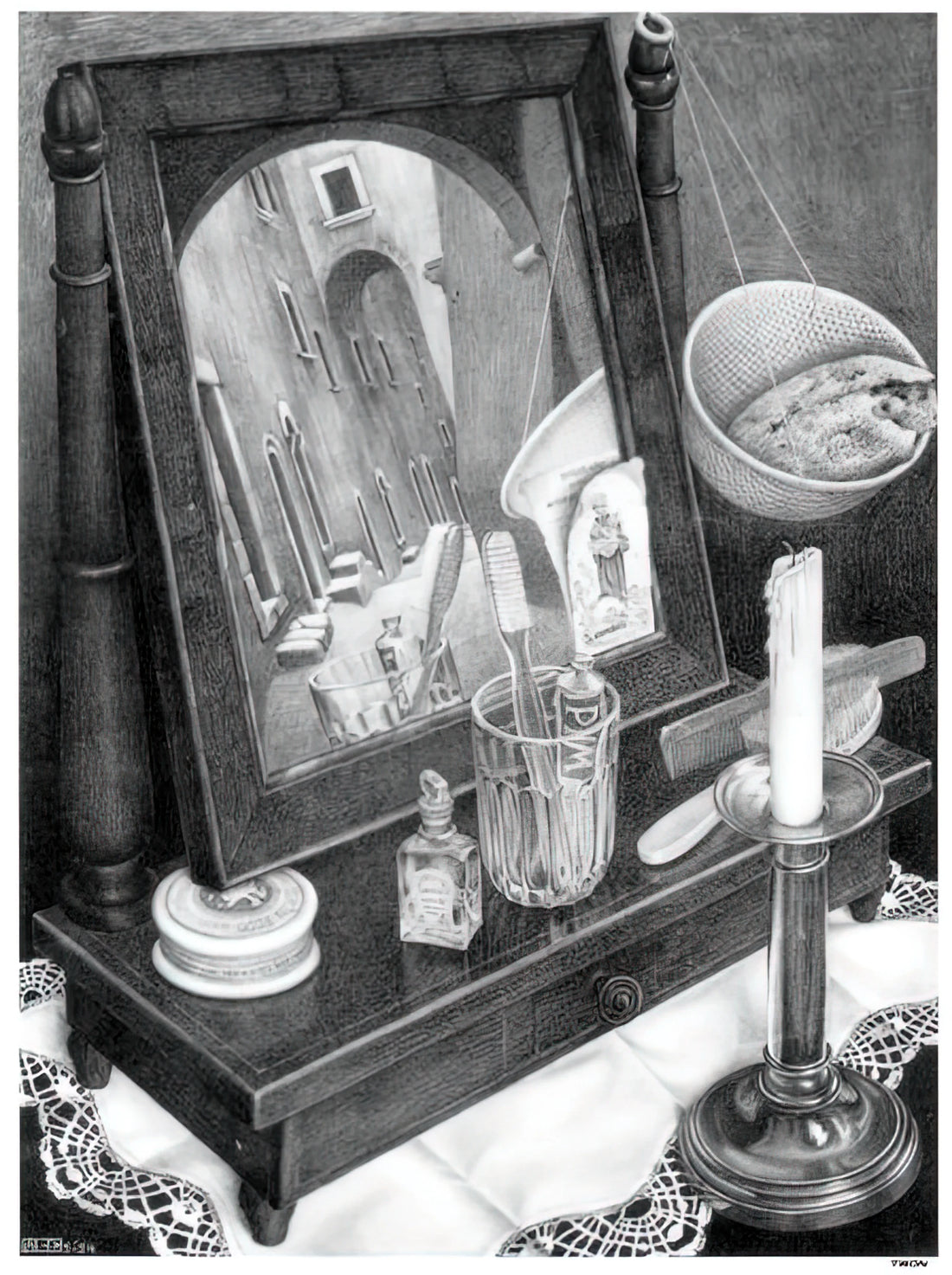 Original Escher Prints for Sale: A Collector's Guide to Acquiring Authentic Works - CANDLE MIRROR by MC Escher