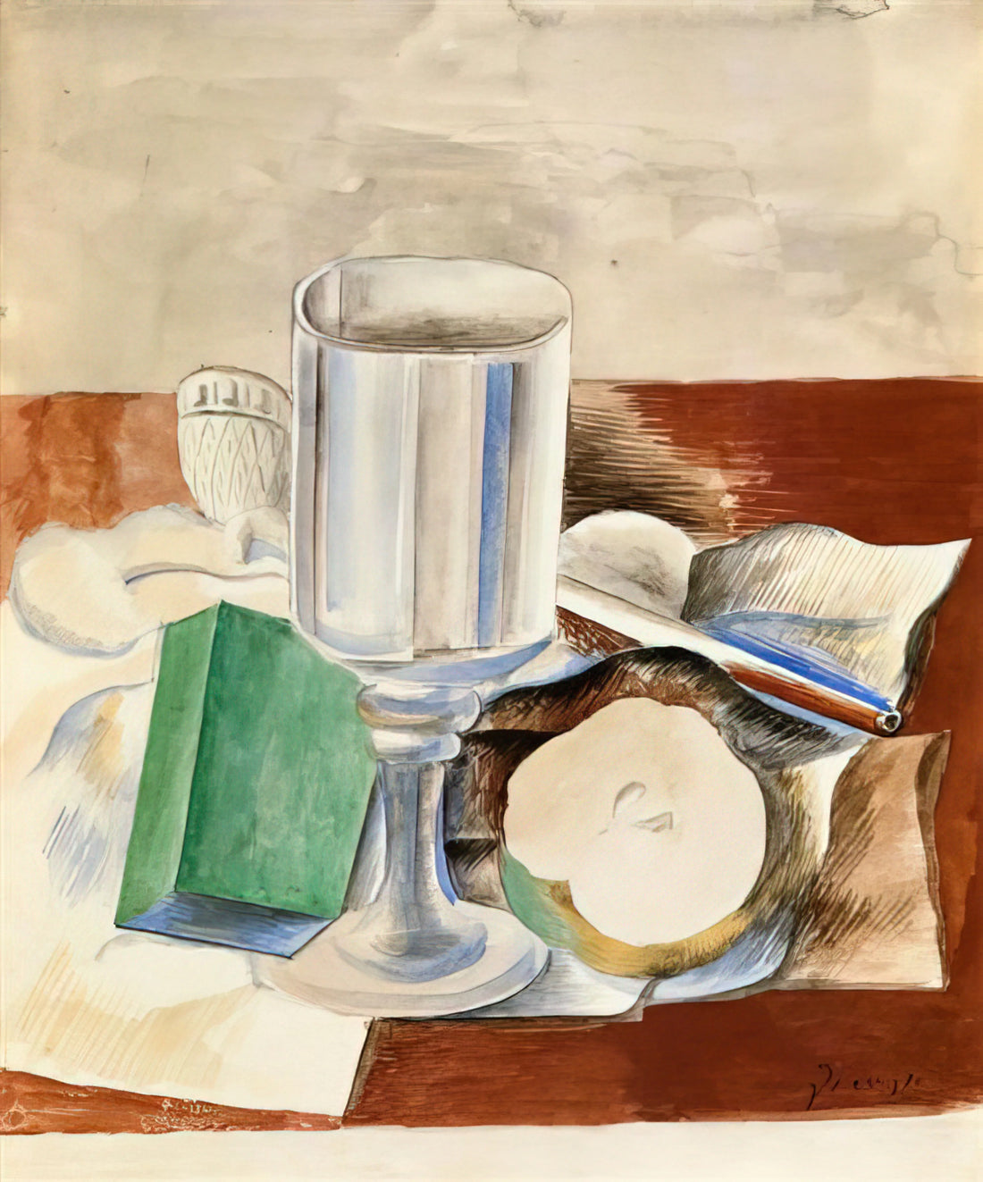 Pablo Picasso Missing Painting: The Enduring Mystery of Lost Masterpieces - Still life with a Glass and an Apple - 1914 by Pablo Picasso