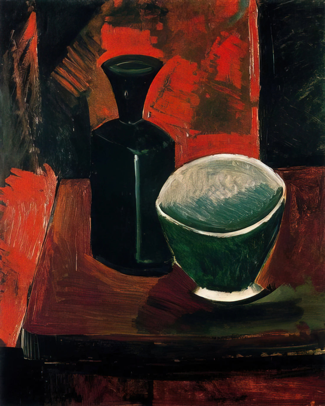 Pablo Picasso Old: The Late Masterpieces of a Revolutionary Artist - Green Pan and Black Bottle - 1908 by Pablo Picasso