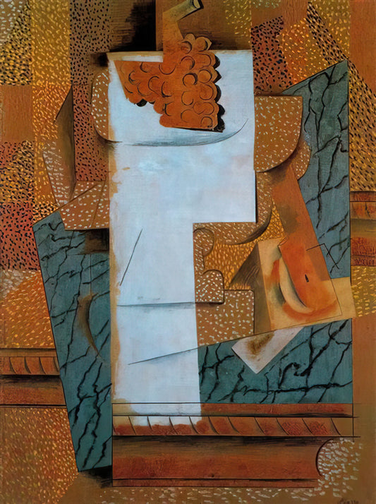 Pablo Picasso's 'La Vie': A Profound Canvas of Human Existence from the Blue Period - Fruit vase and bunch of grapes - 1914 by Pablo Picasso