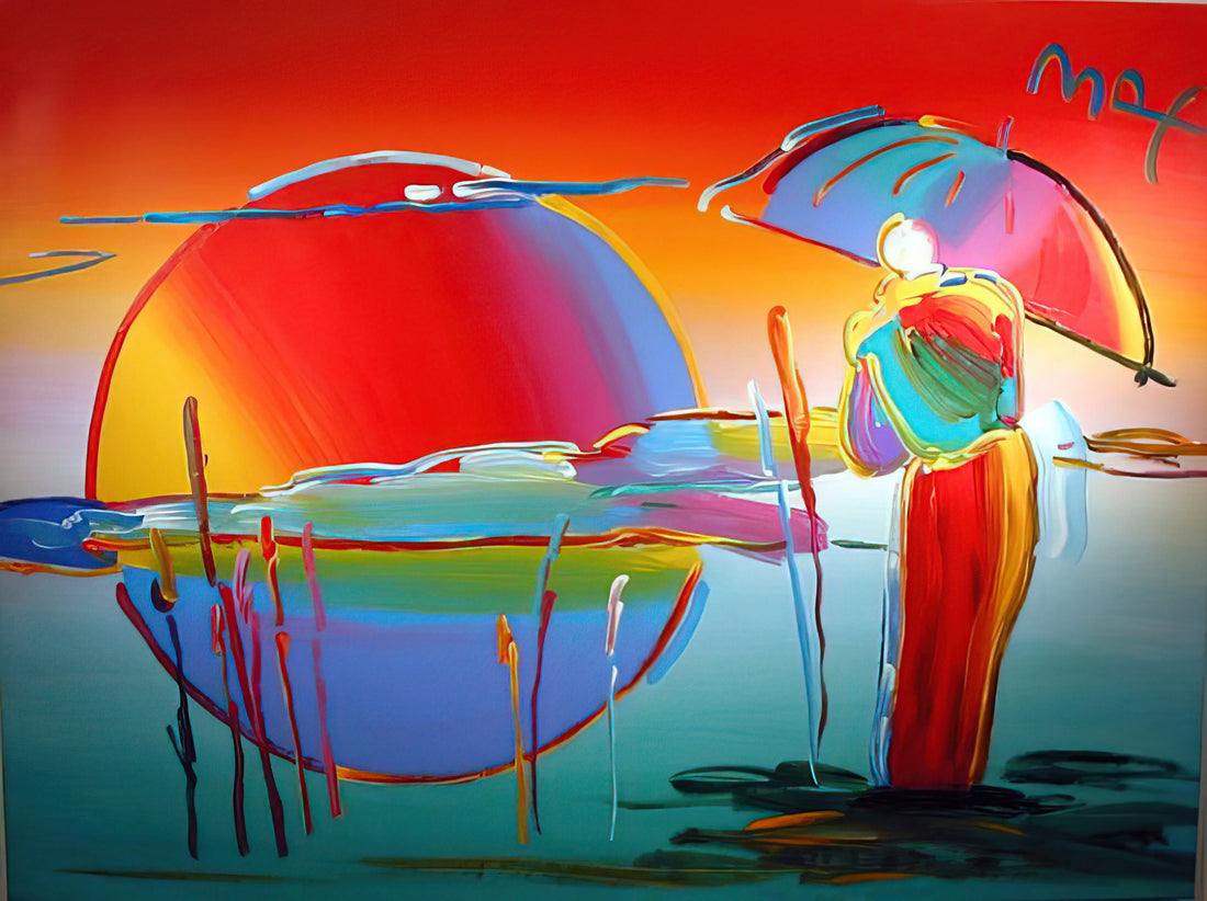 Peter Max Original Acrylic on Canvas: A Collector's Guide to His Iconic Paintings - BUDDHA MOON MONK SUNRISE 1999 by Peter Max