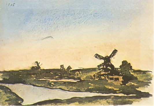Picasso's Suite Vollard: A Masterpiece of Printmaking and Artistic Evolution - Dutch landscape with windmills by Pablo Picasso