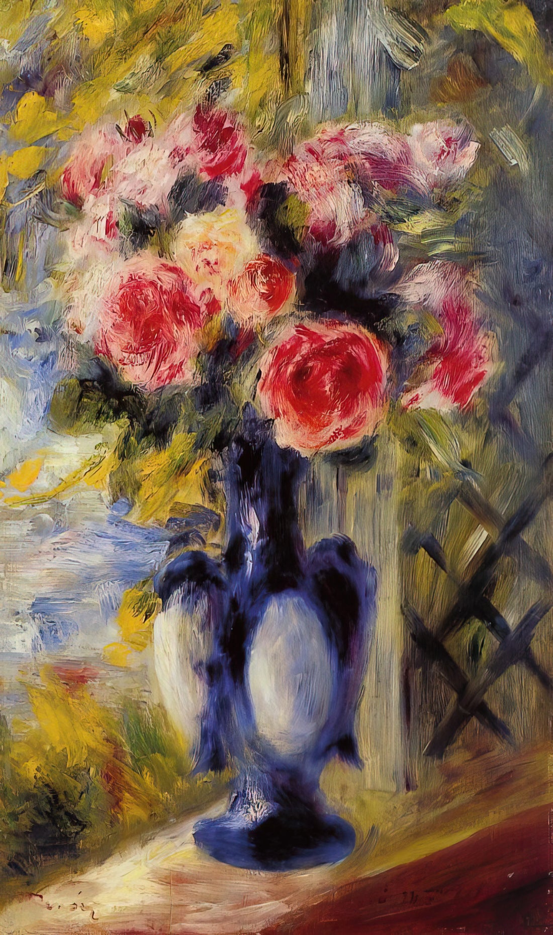 Pierre-Auguste Renoir Prints: A Collector's Guide to Impressionist Masterpieces - Bouquet of Roses in a Blue Vase by Pierre-Auguste Renoir