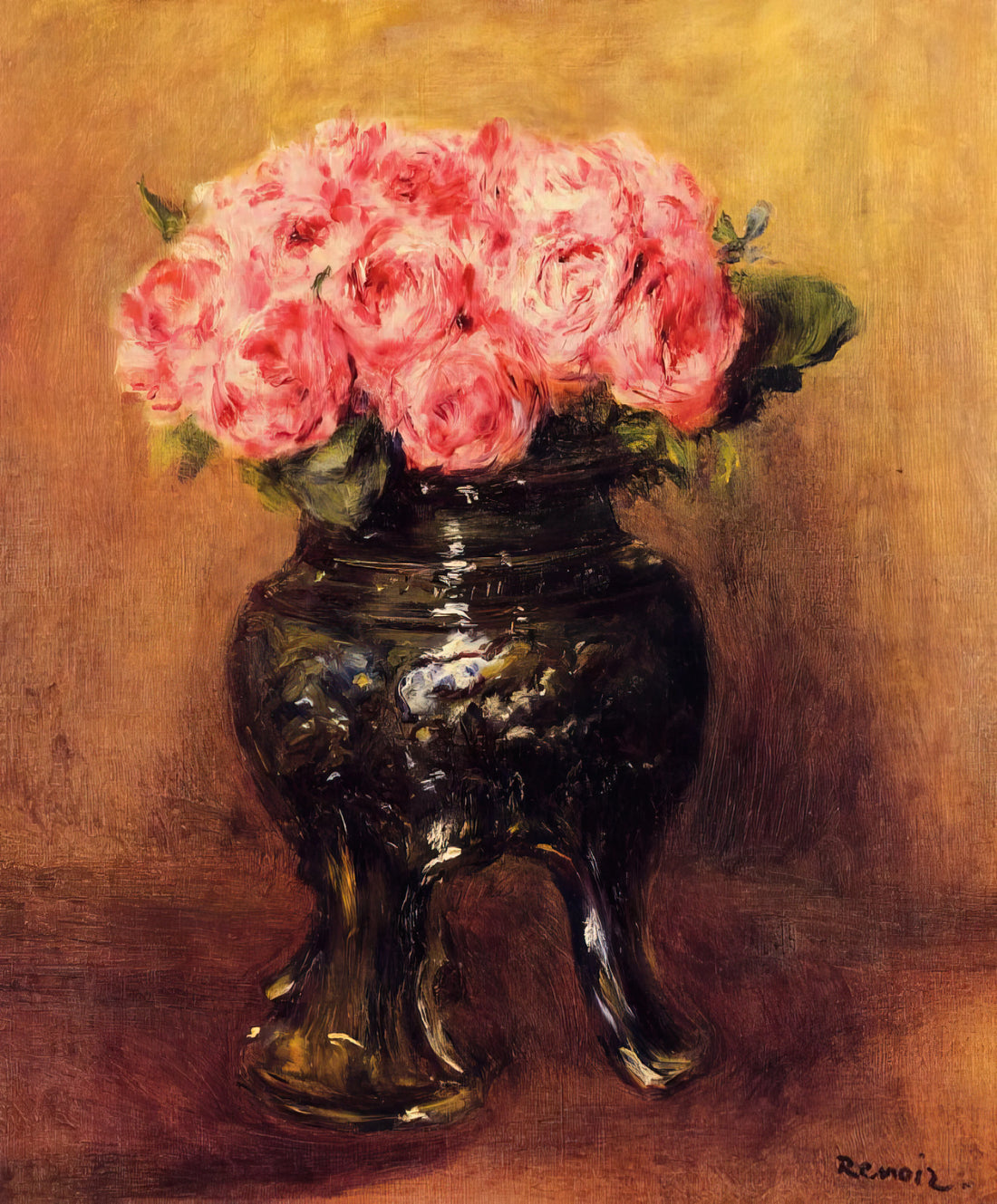 Pierre-Auguste Renoir: The Luminous Legacy of Impressionism's Master of Joy - Roses in a China Vase by Pierre-Auguste Renoir
