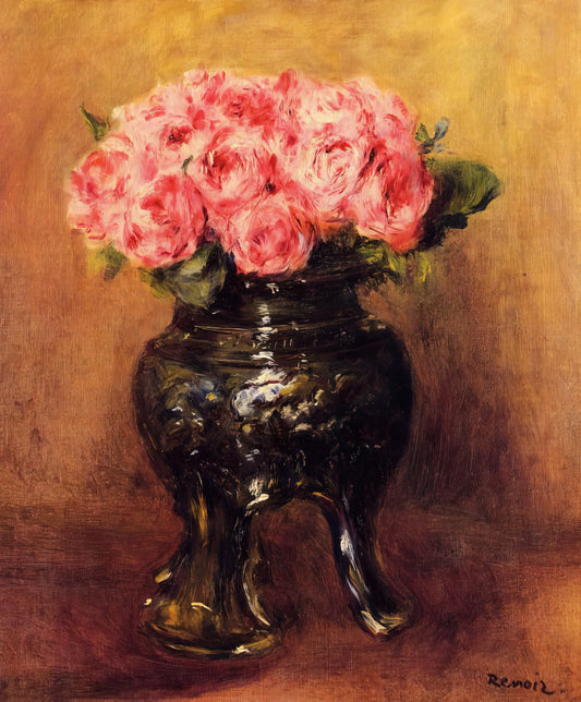 Pierre-Auguste Renoir: The Luminous Legacy of Impressionism's Master of Joy - Roses in a China Vase by Pierre-Auguste Renoir