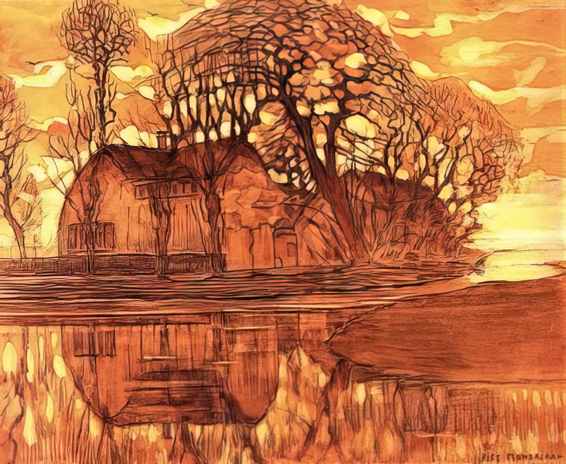 Piet Mondrian Collage: Deconstructing the Grid in Modern Art - Farm at Duivendrecht by Piet Mondrian