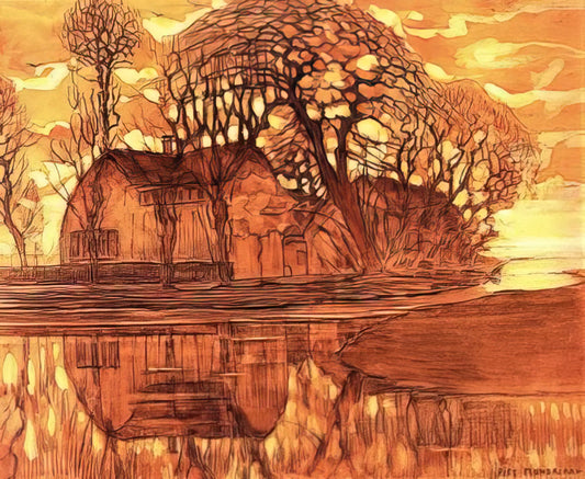 Piet Mondrian Collage: Deconstructing the Grid in Modern Art - Farm at Duivendrecht by Piet Mondrian
