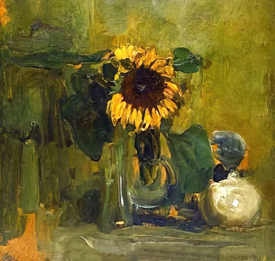 Piet Mondrian Geometric Art: The Evolution of Pure Abstraction - Still life with Sunflower by Piet Mondrian