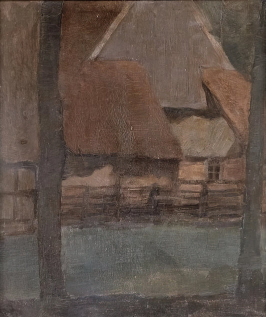 Piet Mondrian's Most Famous Painting: A Deep Dive into Composition with Red and Blue - Gable Farm with trees by Piet Mondrian