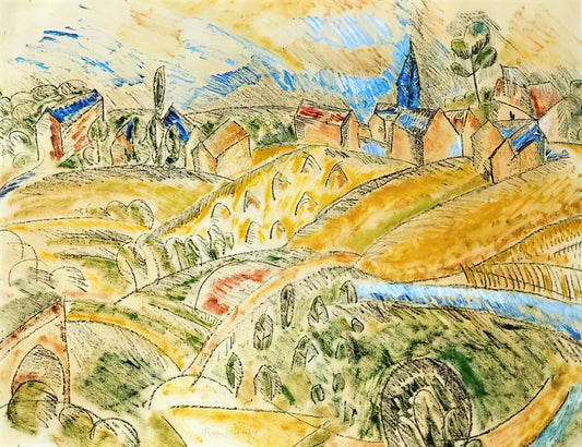 Raoul Dufy Original: A Guide to the Artist's Authentic Works and Prints - CUBIST LANDSCAPE WITH HAYSTACKS by Raoul Dufy