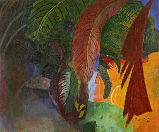Raoul Dufy Paintings: A Journey Through Color, Joy, and Modernist Innovation - PALM TREES AT MARTIGUES HOMAGE TO GAUGUIN 1910 by Raoul Dufy