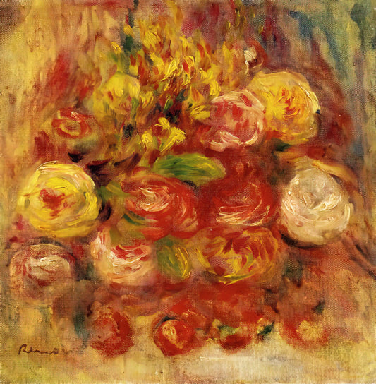 Renoir's Watering Can: A Masterpiece of Impressionist Still Life - Flowers in a Vase with Blue Decoration by Pierre-Auguste Renoir