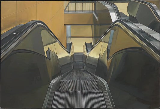Richard Estes Posters for Sale: A Collector's Guide to Photorealist Mastery - ESCALATOR 1970 by Richard Estes